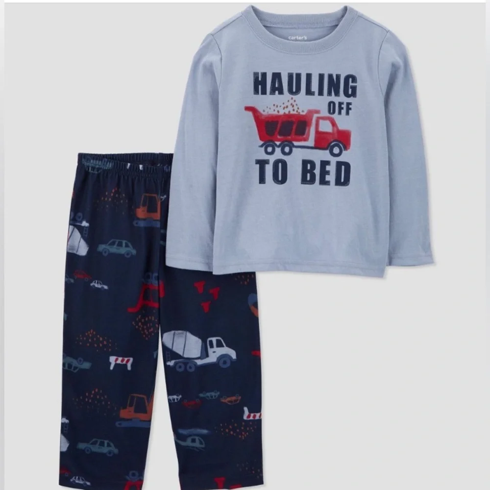 Carter's Toddler Boys' Blue 2pc 'Hauling Off to Bed' Pajama Set Size 12M New!